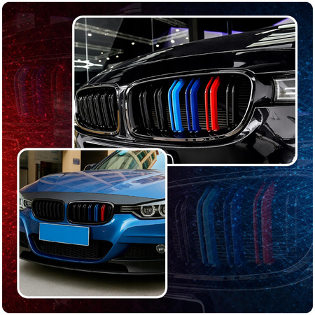 Nerki grill atrapa czarny połysk + 3 kolor ///M pakiet BMW 3 F30 F31