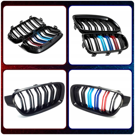 Nerki grill atrapa czarny połysk + 3 kolor ///M pakiet BMW 3 F30 F31
