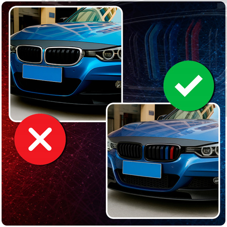 Nerki grill atrapa czarny połysk + 3 kolor ///M pakiet BMW 3 F30 F31