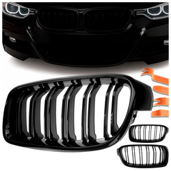 Nerki BMW F30 F31 czarny połysk atrapa grill maski
