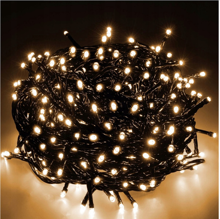 LAMPKI CHOINKOWE 500 LED ZEWNĘTRZNE WEWNĘTRZNE 40m KOLOR BIAŁY CIEPŁY 8 fun