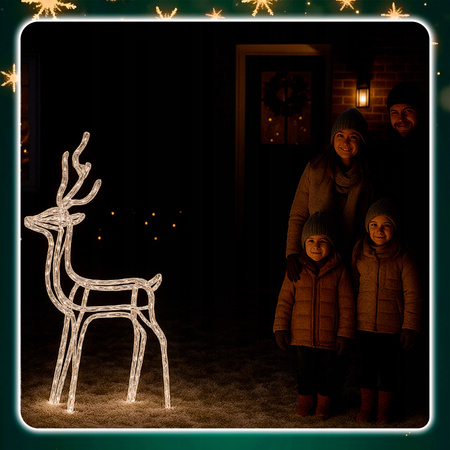 Renifer świąteczny 144 LED świetlna dekoracja ozdoba do ogrodu biały ciepły