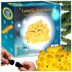 LAMPKI CHOINKOWE KULKI 200LED ZEWNĘTRZNE WEWNĘTRZNE BIAŁY CIEPŁY BAJKOWE
