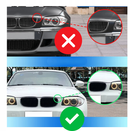 Nerki atrapa grill czarny połysk do BMW 1 E81 E82 E87 E88 po liftingu LCI