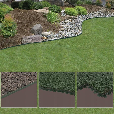 Obrzeże trawnikowe ogrodowe elastyczne 40x50x20m 30 kołów kotew czarne