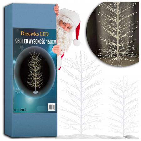 DRZEWKO 960 LED OZDOBNE PREMIUM ŚWIĄTECZNE ŚWIECĄCE BIAŁY CIEPŁY 150 cm XL