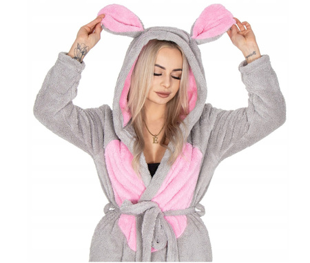 Szlafrok damski ciepły z kapturem S/M  gruby długi miękki Walentynki