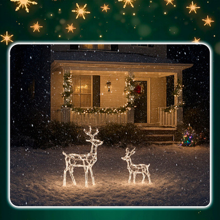 Renifer świąteczny 144 LED świetlna dekoracja ozdoba do ogrodu biały ciepły
