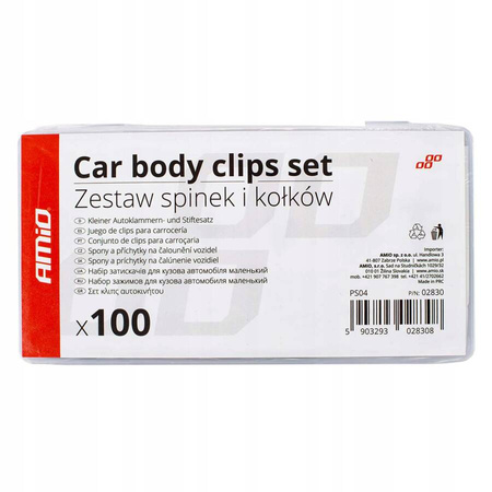 Spinki klipsy kołki samochodowe zestaw 100 szt. uniwersalny 6 rodzai