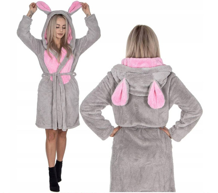 Szlafrok damski ciepły z kapturem S/M  gruby długi miękki Walentynki