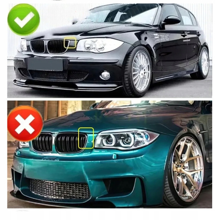Nerki atrapa grill czarny połysk do BMW 1 E81 E82 E87 E88 Przed Liftingiem