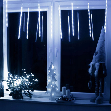METEORY 10 SPOLI 50 CM 360 LED LAMPKI PADAJĄCY ŚNIEG SOPLE GIRLANDA 8 m