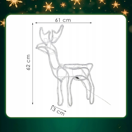 Renifer świąteczny 144 LED świetlna dekoracja ozdoba do ogrodu biały ciepły