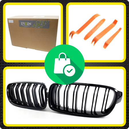 Nerki BMW F30 F31 czarny połysk atrapa grill maski