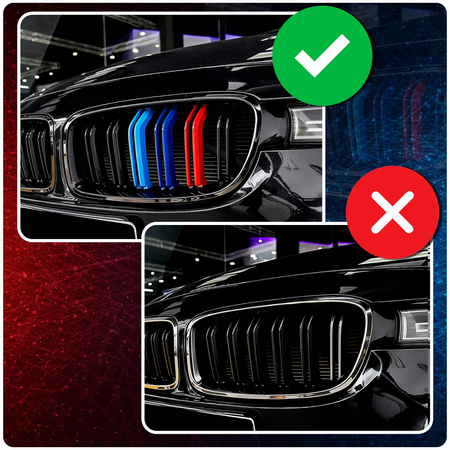 Nerki grill atrapa czarny połysk + 3 kolor ///M pakiet BMW 3 F30 F31