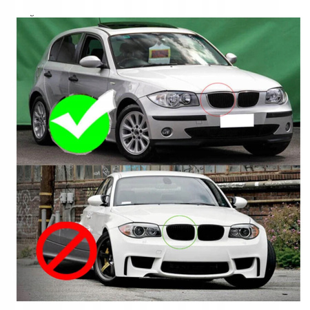 Nerki atrapa grill czarny połysk do BMW 1 E81 E82 E87 E88 Przed Liftingiem