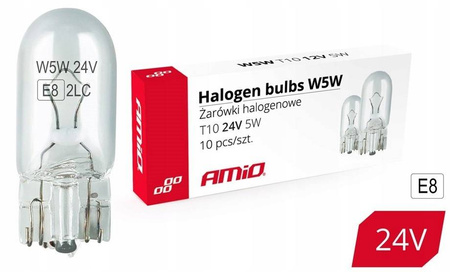 Żarówki halogenowe W5W T10 5W W2.1x9.5d 24V 10szt