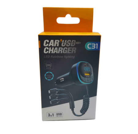 Transmiter samochodowy FM DMR car_usb_charger_3w1
