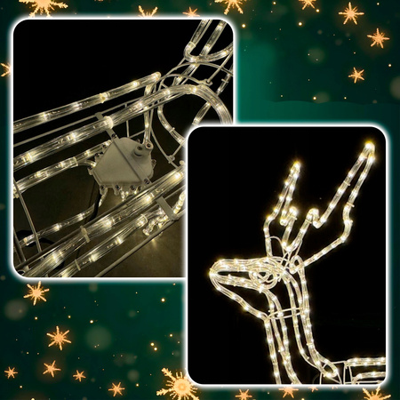 RENIFER LED Z RUCHOMĄ GŁOWĄ DUŻY ŚWIECĄCY XXL 312 LED CIEPŁA BIEL BIAŁY