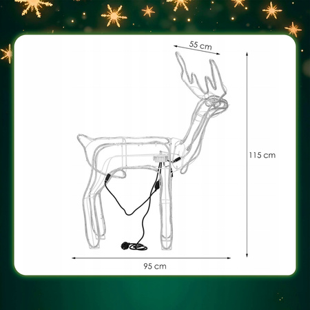 RENIFER LED Z RUCHOMĄ GŁOWĄ DUŻY ŚWIECĄCY XXL 312 LED CIEPŁA BIEL BIAŁY