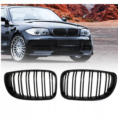 Nerki atrapa grill czarny połysk do BMW 1 E81 E82 E87 E88 po liftingu LCI