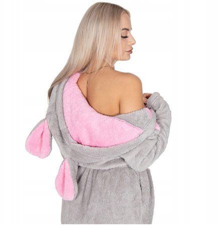 Szlafrok damski ciepły z kapturem S/M  gruby długi miękki Walentynki