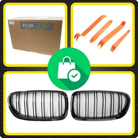 Nerki BMW F10 F11 czarny połysk atrapa grill + narzędzia