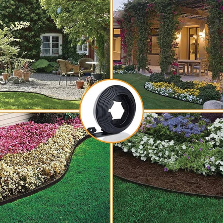 Obrzeże trawnikowe ogrodowe elastyczne 40x50x20m 30 kołów kotew czarne