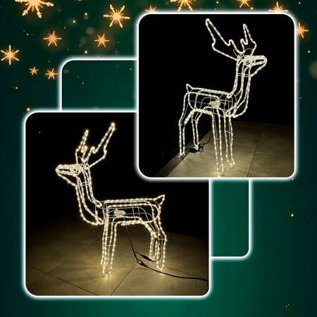 RENIFER LED Z RUCHOMĄ GŁOWĄ DUŻY ŚWIECĄCY XXL 312 LED CIEPŁA BIEL BIAŁY