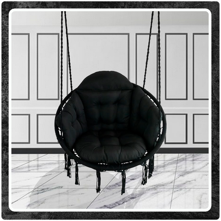 Czarne Bocianie gniazdo huśtawka + Poduszka XXL + 2x Zestaw Montażowy