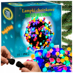 LAMPKI CHOINKOWE KULKI 200LED ZEWNĘTRZNE WEWNĘTRZNE MULTIKOLOR MAT BAJKOWE