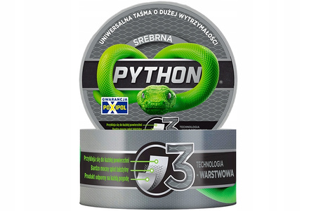 Taśma naprawcza PYTHON srebrna 48 mm x 9 m mocna wodoodporna 3 warstwowa