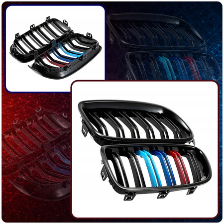 Nerki grill atrapa czarny połysk + 3 kolor ///M pakiet BMW 3 F30 F31