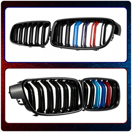 Nerki grill atrapa czarny połysk + 3 kolor ///M pakiet BMW 3 F30 F31