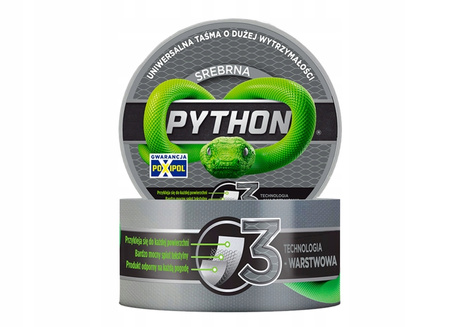 Taśma naprawcza PYTHON srebrna 48 mm x 9 m mocna wodoodporna 3 warstwowa