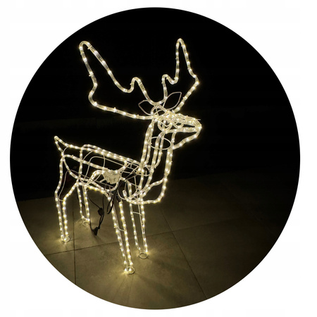 RENIFER LED Z RUCHOMĄ GŁOWĄ DUŻY ŚWIECĄCY XXL 312 LED CIEPŁA BIEL BIAŁY