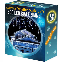 SOPLE 500 LED biały zimny LAMPKI ZEWNĘTRZNE 23m GIRLANDA Kurtyna Świetlna